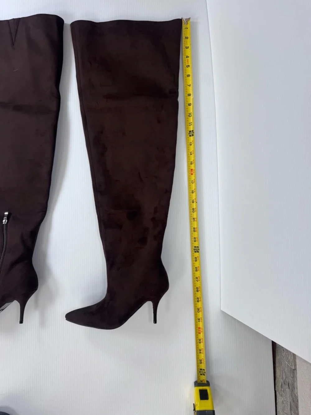 Azalea Wang Halina Chocolate Thigh High Boots – Suede Stiletto – Size 6, 7, 7.5